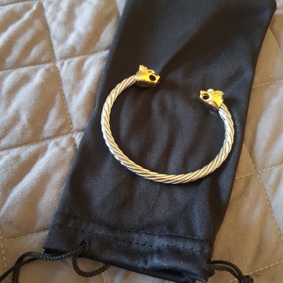 Silver and Gold Twisted Bangle Bracelet - Picture 1 of 4